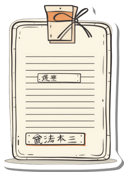 A blank lined notepad with a small tag attached png