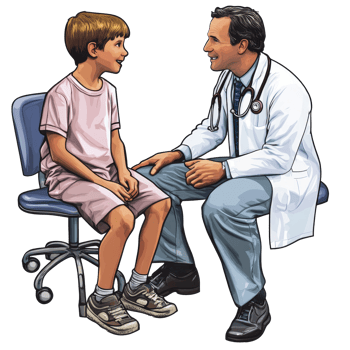 Doctor consulting with a young patient in a friendly healthcare setting during a routine checkup, file no background Doctor meeting a young patient png