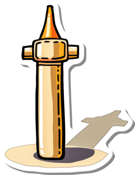 Cartoon illustration of a tall golden tower with a shadow png