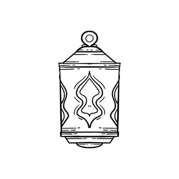 Intricately Designed Vintage Lantern Hanging on White Background vector