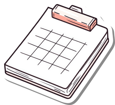 A Gridded Clipboard with a Clip at the Top png