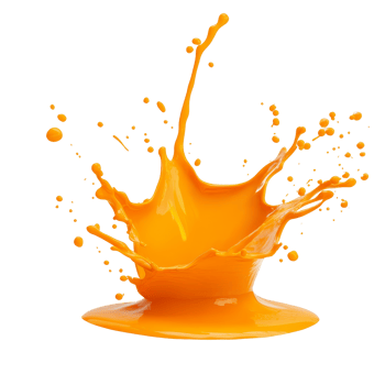 Bright orange paint splash creating dynamic patterns against a clean transparent background in an artistic display, the Orange paint splash isolated transparent background png