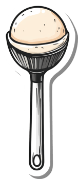 Creamy Food in a Small Metal Pan on a Long Handle png