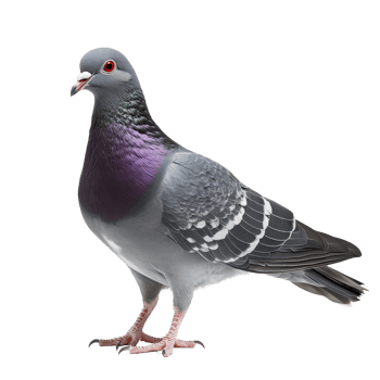 A grey pigeon stands confidently against a plain transparent background, showcasing its vibrant colors and features, grey pigeon isolated on transparent background png