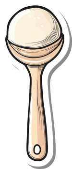Wooden handled utensil holds a creamy substance png
