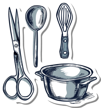 Kitchen Utensils and Cooking Pot Illustration png