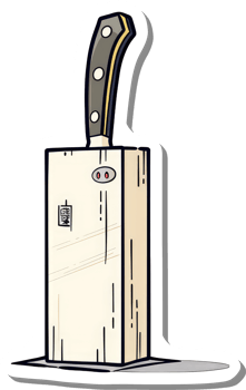 A Kitchen Knife Stands in a Wooden Block png