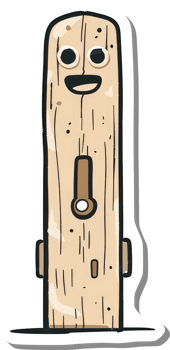 Happy Wooden Post Character Cartoon Illustration png