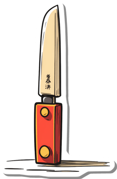 A Stylish Red And Beige Kitchen Knife Illustration png