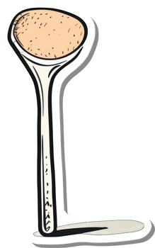 Cartoon drawing of a golf tee with a ball png