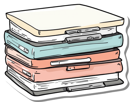 A Stack of Colorful Books and Notebooks png