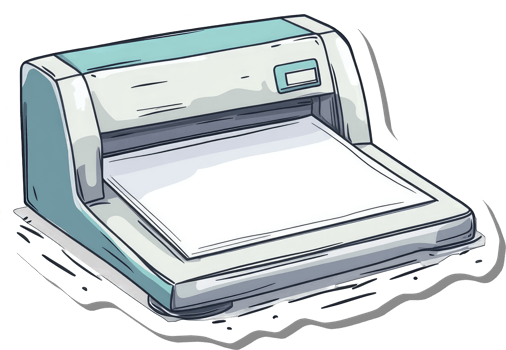 A retro styled flatbed scanner machine sits ready png