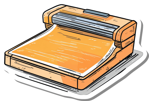 Orange Large Format Printer Processing Image png