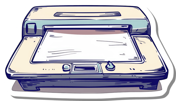 Retro Style Printer Machine Drawing Illustration png