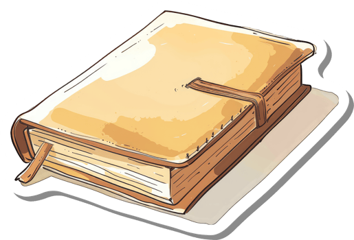 A Tan Leather Bound Book Lies Open png