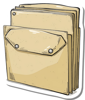 A Stack of Vintage Pale Yellow Folders with Pockets png