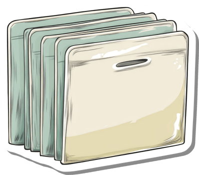 A Stack of Neat Pale Green and Beige Folders png