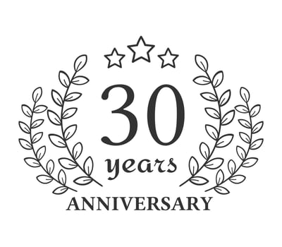 Anniversary emblem with hand drawn laurel wreath vector