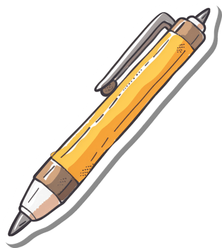 A Yellow Pen Illustration With Brown Accents png