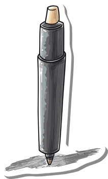 A Gray Marker Pen with Tan Cap Drawing Lines png