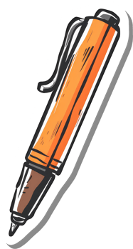 Orange Pen Illustration Artistic Design Drawing png