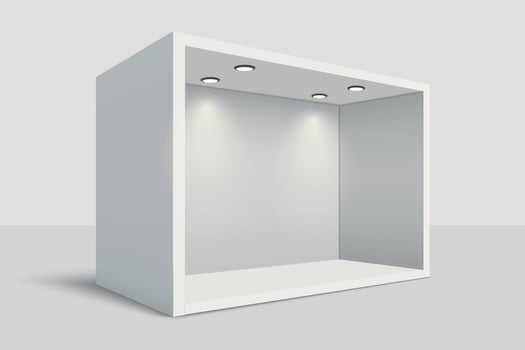 Minimalistic Display Box with Ceiling Spotlights vector