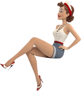 Pin-up girl glowing with artistic emotion. . png