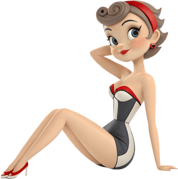 Pin-up girl exuding bold charming elegance. . png