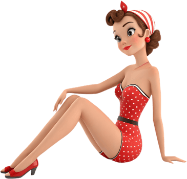 Pin-up girl with a sassy playful twist. . png