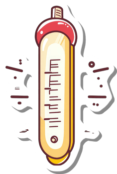 A Cartoon Illustration Of A Classic Thermometer png