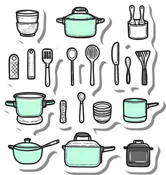 A Collection Of Various Kitchen Utensils And Pots png