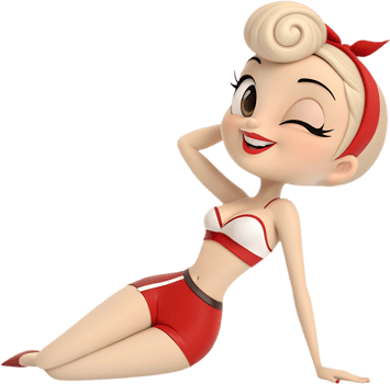 Pin-up girl flaunting a glamorous expression. . png