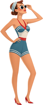 Pin-up girl with classic pinup elegance. . png