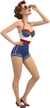 Pin-up girl with a vintage beauty pose. . png