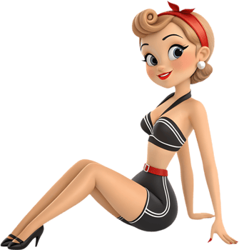 Pin-up girl featuring elegant beauty style. . png