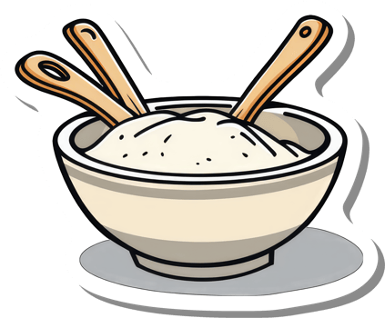A Bowl of Flour With Two Wooden Spoons png