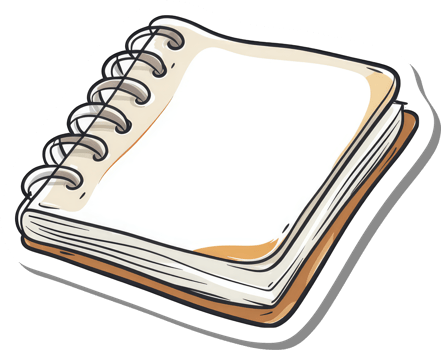 A spiral bound notebook lies open ready for notes png