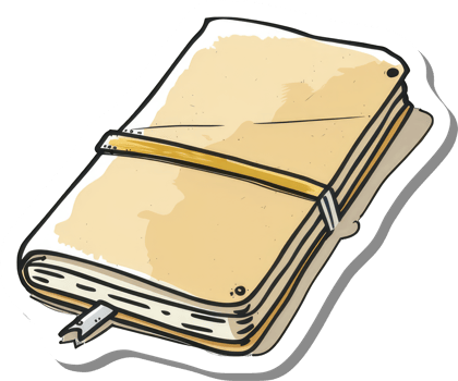 A Tan Notebook with a Pen and Clasp png