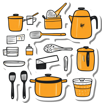 Collection of Orange Kitchen Utensils and Cookware png