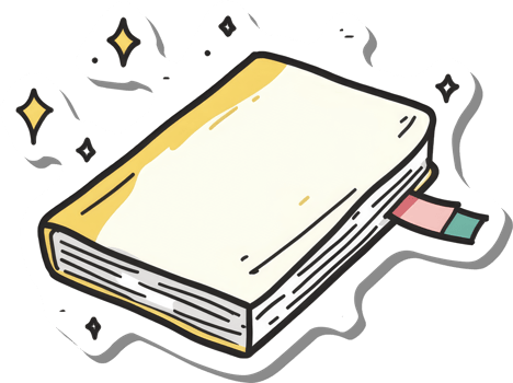A Sparkling Yellow Book with a Bookmark png