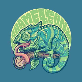 cute chameleon wild life illustration vector