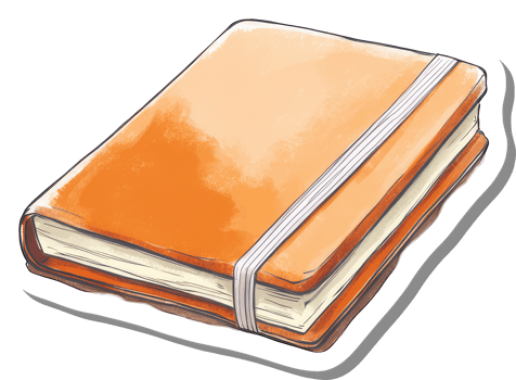 An Orange Leather Bound Notebook With Elastic Closure png