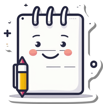 Happy Notepad Character with Pencil Ready to Write png