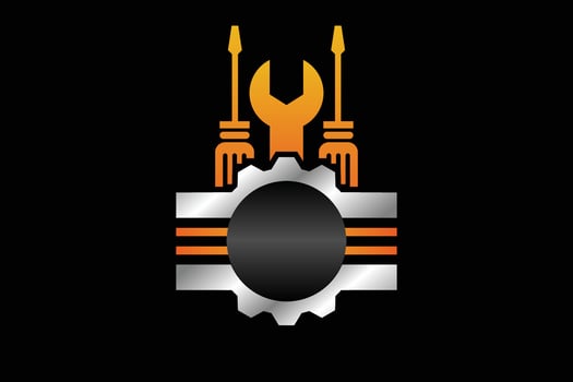 gear workshop equipment emblem logo vector