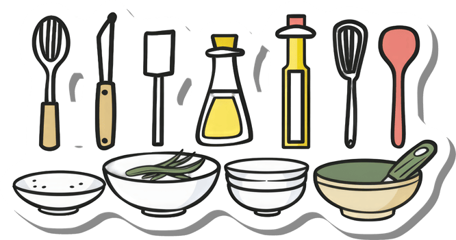 Kitchen Utensils and Bowls Ready for Cooking png