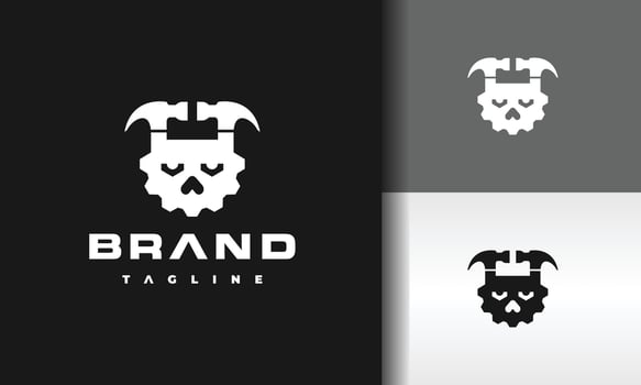 skull gear hammer logo vector