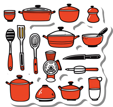 Collection of Red Kitchen Utensils and Cookware png