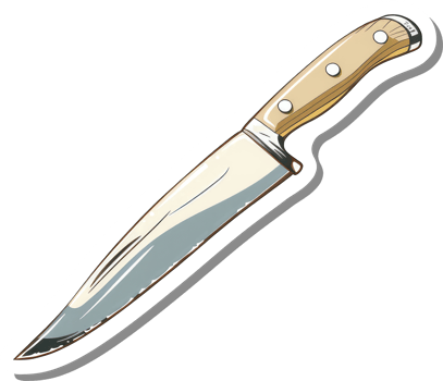 A Kitchen Knife with a Wooden Handle png