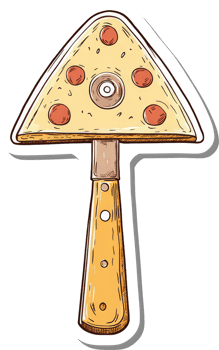 Pizza Slice Shaped Mushroom With Wooden Handle png
