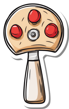 Cartoon mushroom shaped object with three red buttons png